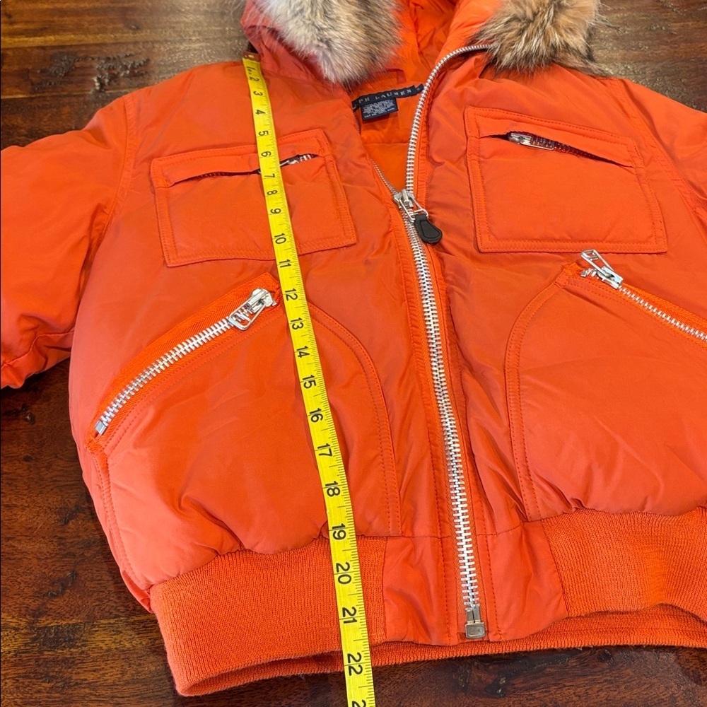 Vintage Ralph Lauren Orange Down Puffer with Coyote Fur Trim size Small *As-Is* - Picture 15 of 15